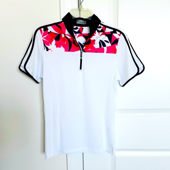 Callaway Tops - Women's White and Pink Geometric Top